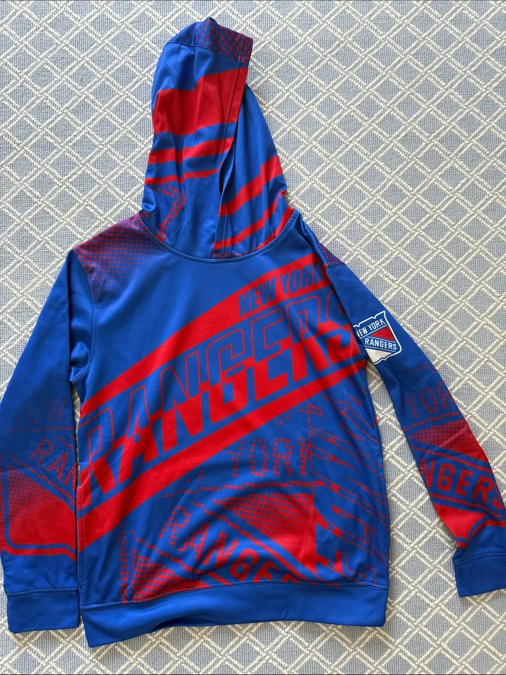 NHL New York Rangers Blue & Red Hooded Pullover